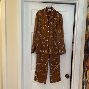 Silk satin two-piece pajama set made for Clos Du Val winery